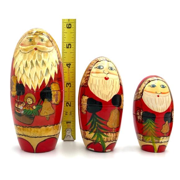 Vintage Santa Claus Wooden Nesting Dolls Set of 5 - READ - Picture 12 of 14